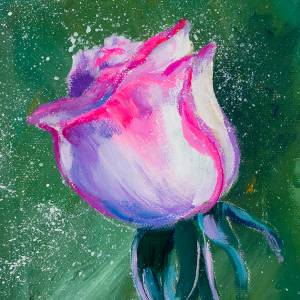 A Rose Bud in Acrylics Step by Step