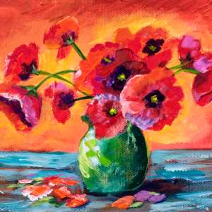 Vibrant Poppies in Vase