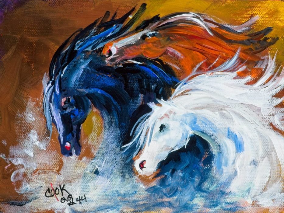 Three Horses – QQ #44 – Academy of Fine Art and Acrylic Painting