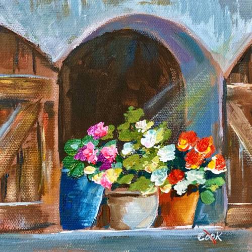 Tuscan Villa Window – 3 Flower Pots