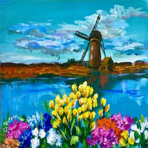 Windmill Landscape with Tulips – QQ #27