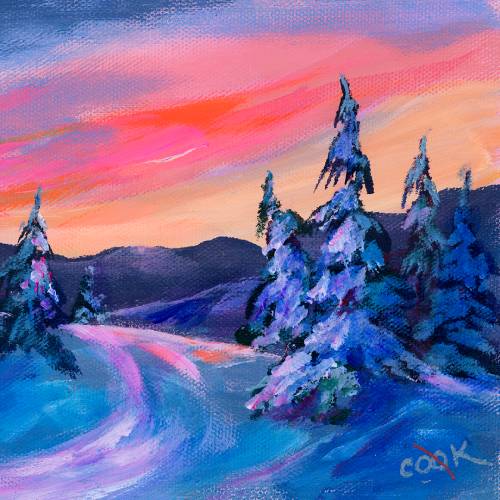 Winter Snowy Sunset