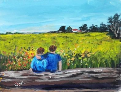 Brothers on a Log – Academy of Fine Art and Acrylic Painting