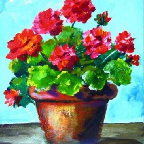 Potted Geraniums Palette Knife – Tutorial