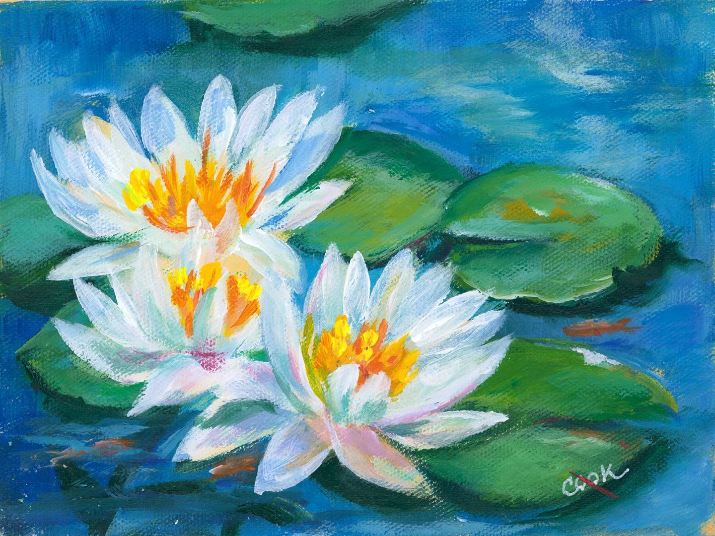 Water Lilies in a Pond – Academy of Fine Art and Acrylic Painting