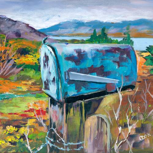 Blue Mailbox in Autumn