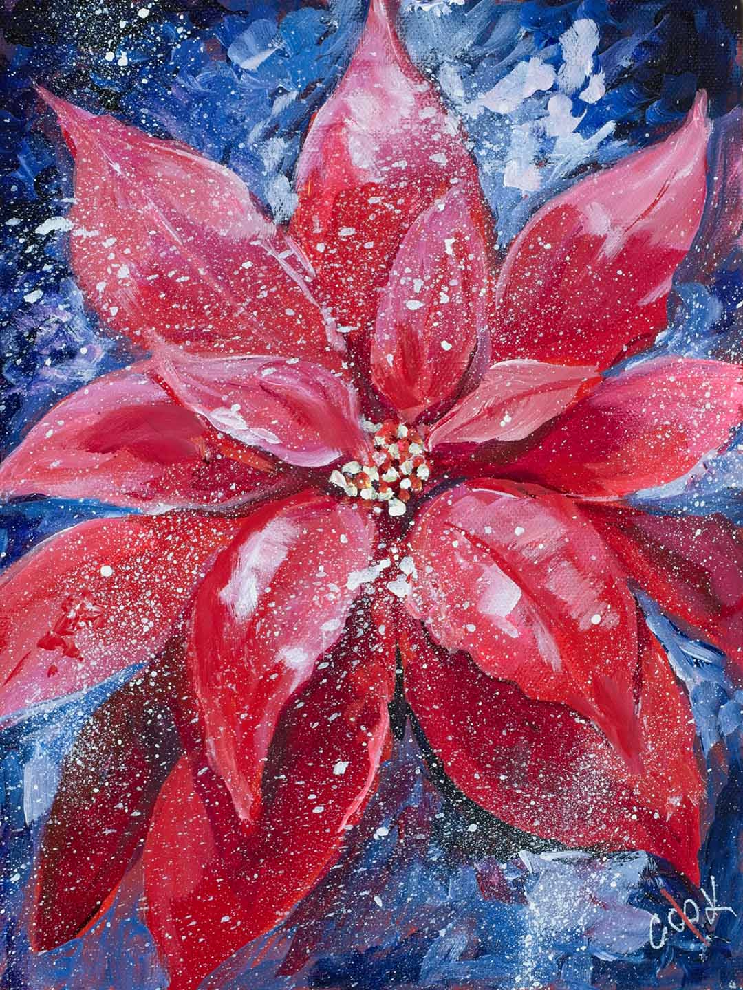 Winter Poinsettia Academy of Fine Art and Acrylic Painting