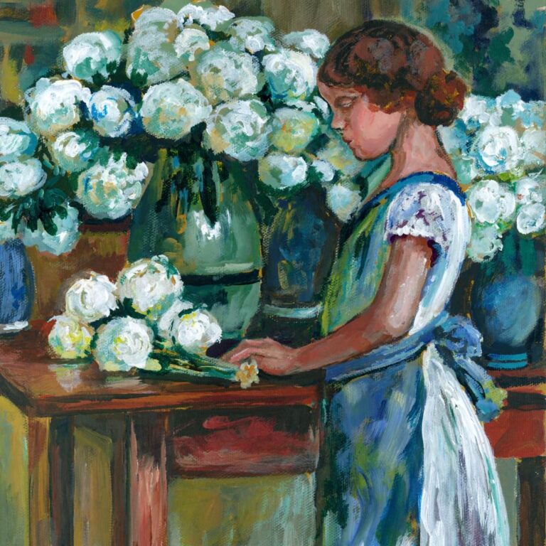Girl with White Flowers after Theo Van Rysselberghe