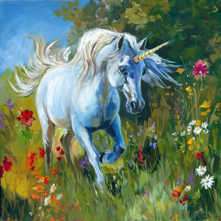 Unicorn in a Field of Flowers